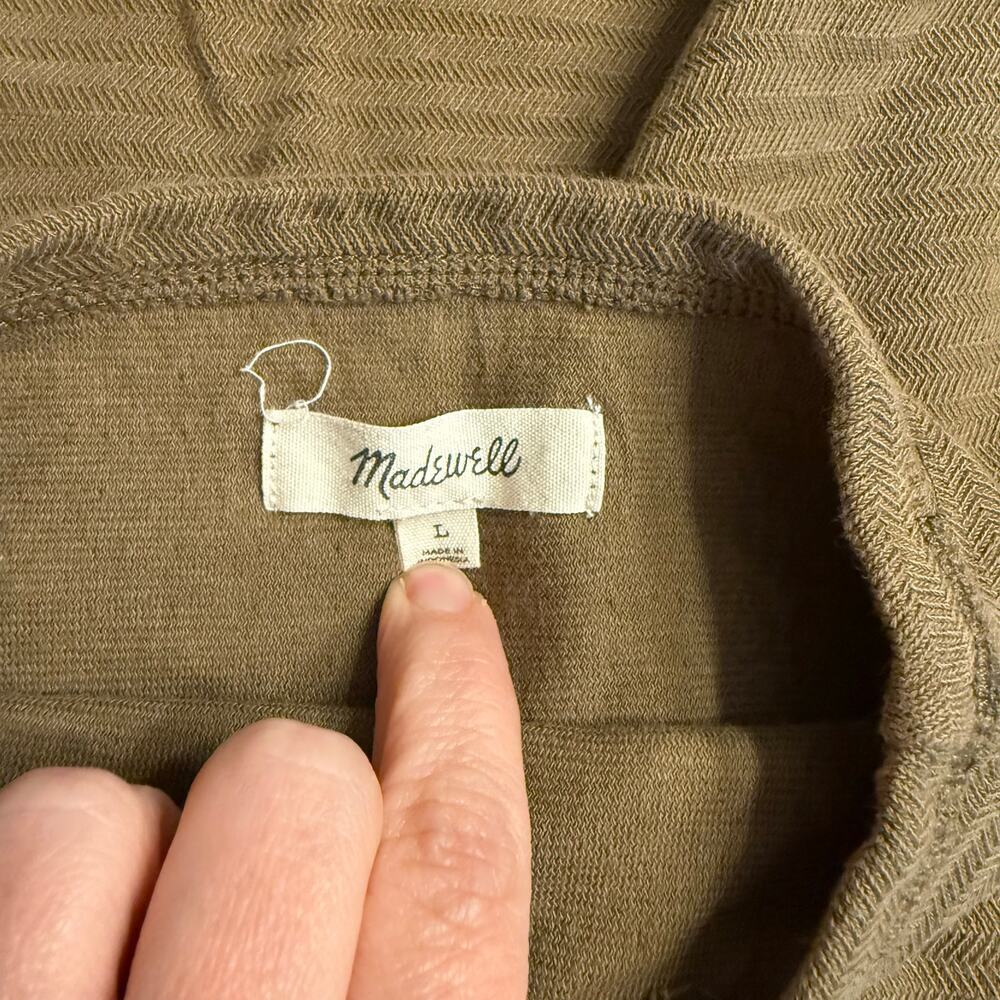 Madewell Boxy Textured Olive Green Mock Neck Top Size Large GUC - Picture 5 of 7